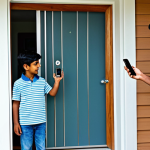 홈시큐리티 시스템 설정 - Smart Door Lock**

"A modern, fully clothed South Asian family approaching their front door, equippe...
