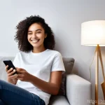 전기요금 절약형 가전 - **Prompt:** A cozy and modern living room bathed in warm, soft LED lighting. A young adult (20s, wea...