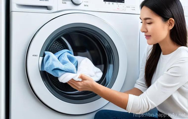 빨래 건조기 전기 소모 - **Prompt: Lint Filter Cleaning for Energy Efficiency**
A bright, clean, well-lit laundry room. A...