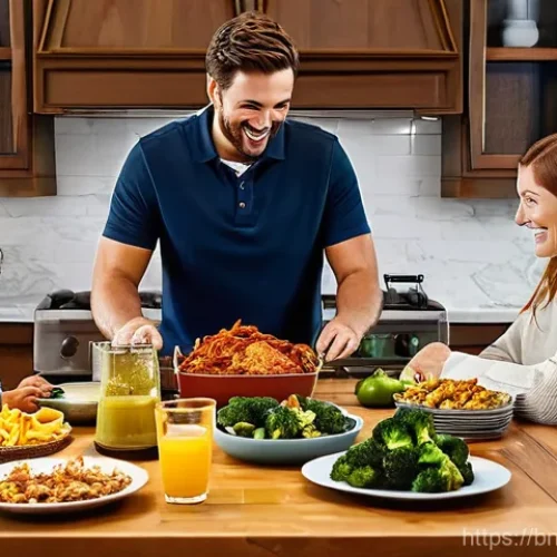 에어프라이어 레시피 모음 - **Prompt 1: Healthy Family Feast with Air Fryer Delights**
    A vibrant, sunlit kitchen scene where...