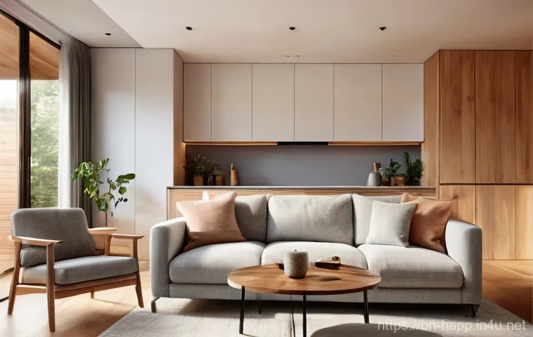 스마트홈 DIY 설치 방법 - **Prompt:** "A brightly lit, modern living room at dusk, embodying effortless comfort and smart home...